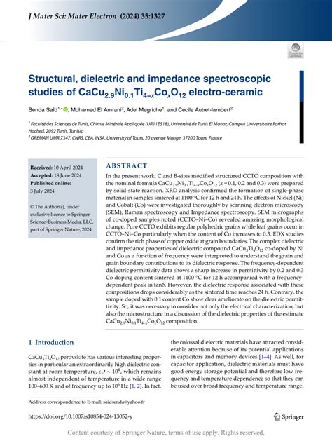 Structural, dielectric and impedance spectroscopic studies.